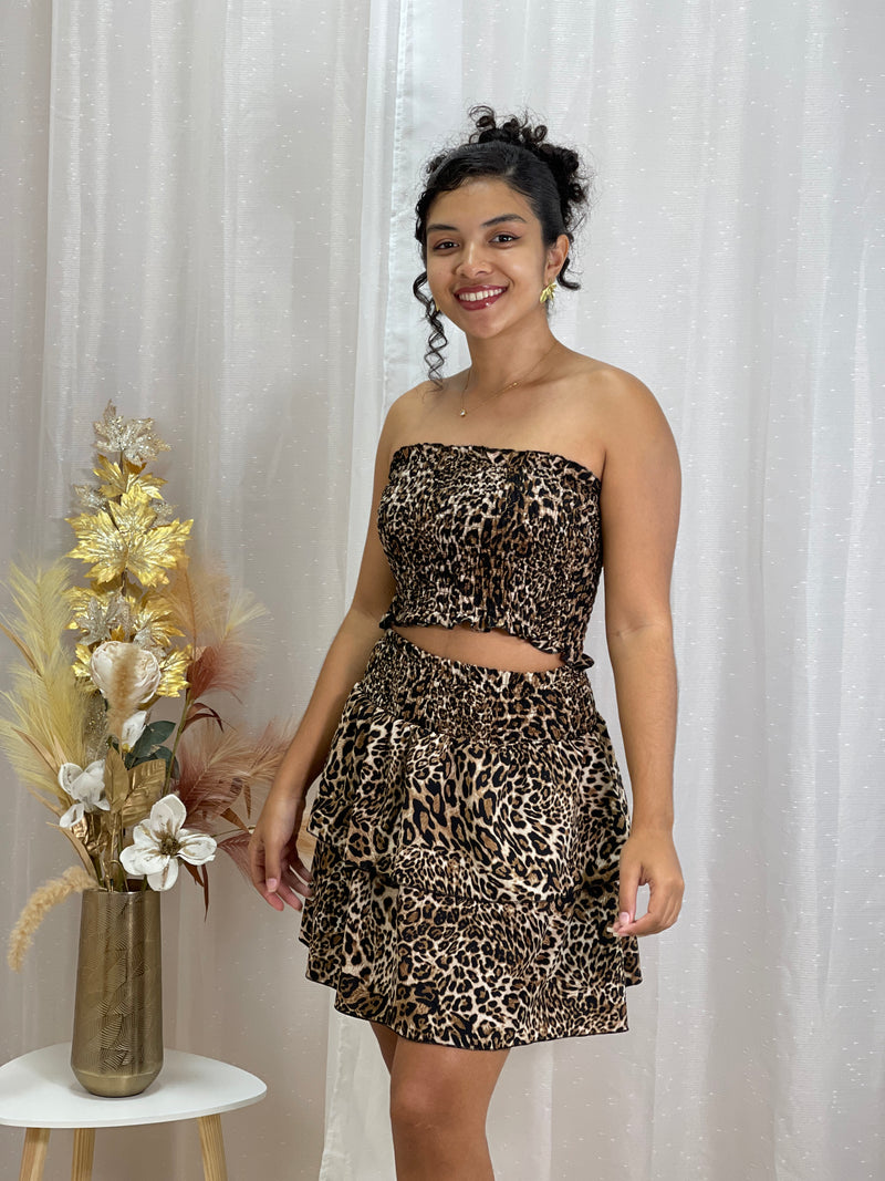 ENSEMBLE JUPE LEOPARD